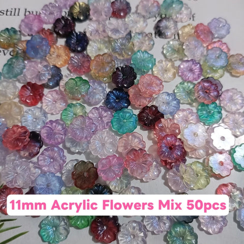#Mix 11mm Acrylic Flowers For DIY Jewelry Accessories