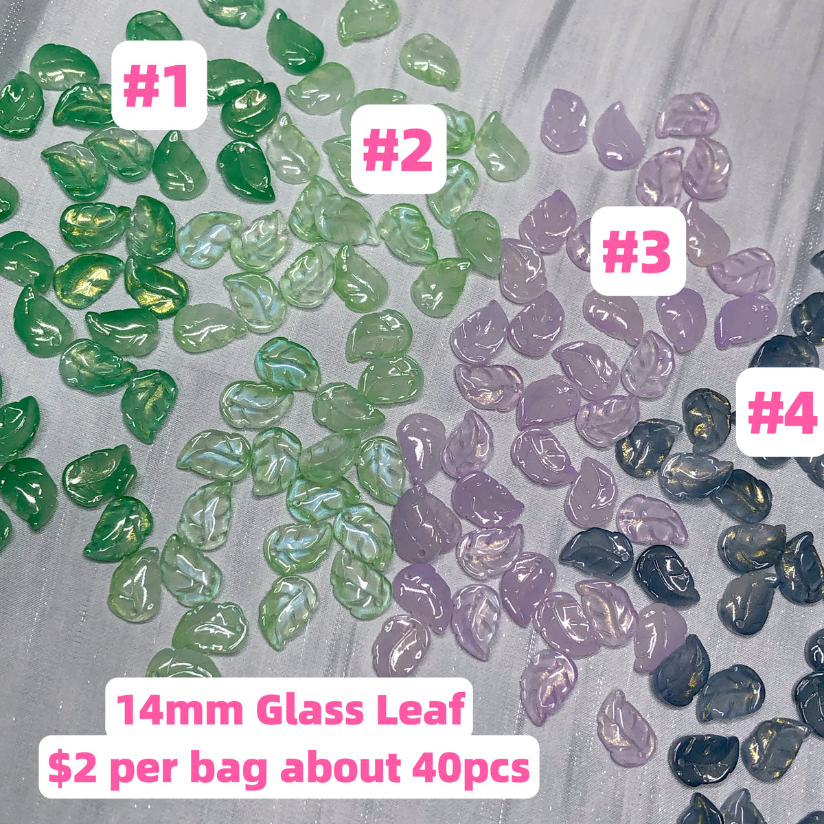 #14MM Glass Leaf  Charms For DIY Jewelry Accessories