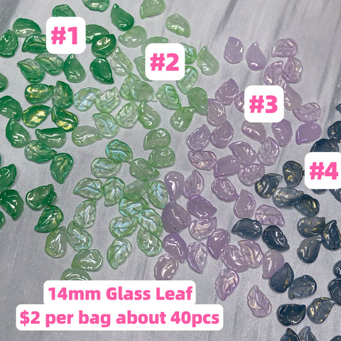 #14MM Glass Leaf  Charms For DIY Jewelry Accessories