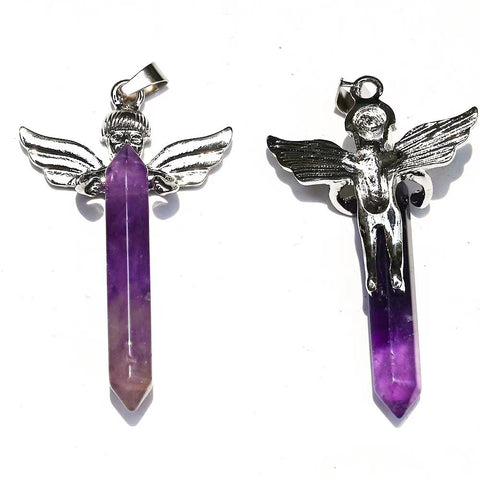 Metal Angel Wings Crystal Pendant