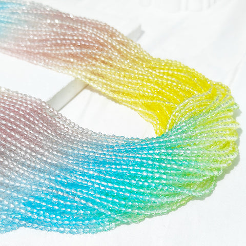 2mm Glass Round Faceted Beads Gradient Color Solid Color AB Crossing Color