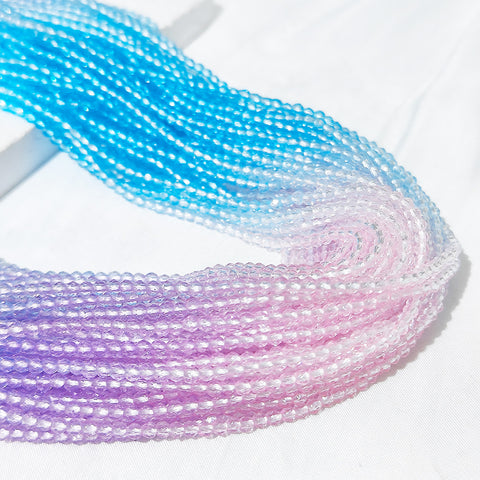 2mm Glass Round Faceted Beads Gradient Color Solid Color AB Crossing Color