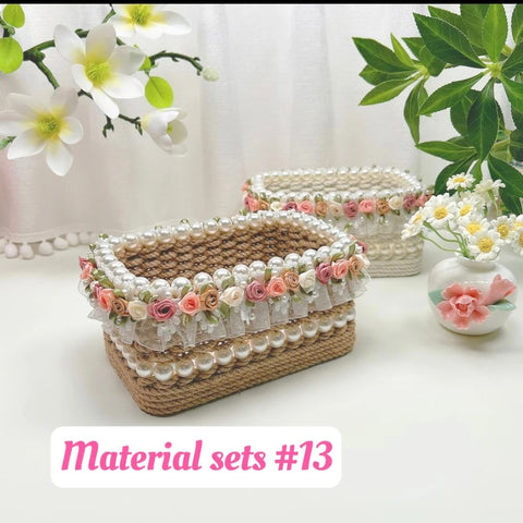 #Handmade Flower Basket Material Bag DIY Table Ornaments Storage