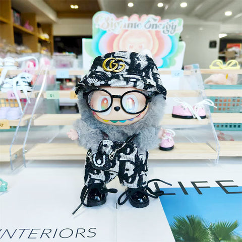 Labubu's clothes cc Printed overalls and some accessories 17cm Doll clothes