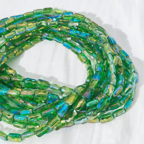 Rectangular engraved glass bead Jewelry Accessories DIY