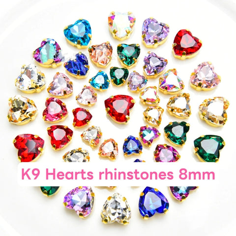 #K9 Hearts Rhinstones 8mm For DIY Jewelry Accessories