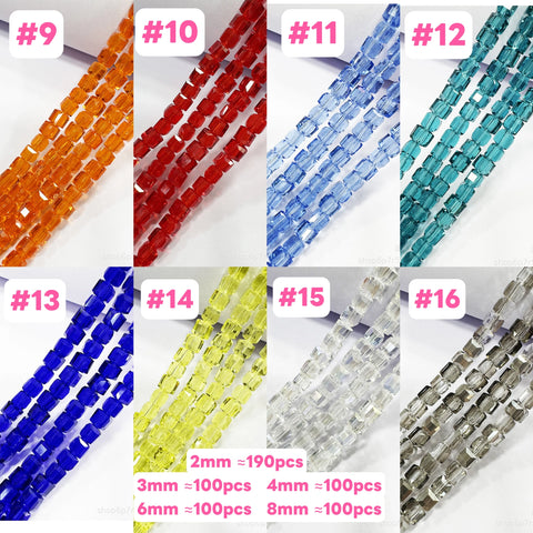 #2/3/4mm Cube Candy  Glass Beads For DIY Jewelry Accessories
