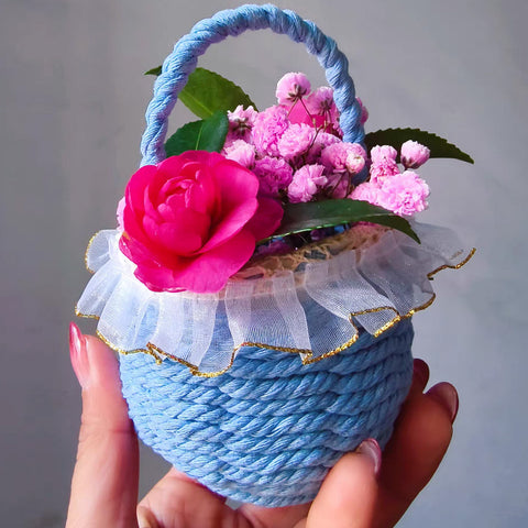Handmade Flower Basket Material Bag DIY Table Ornaments Storage