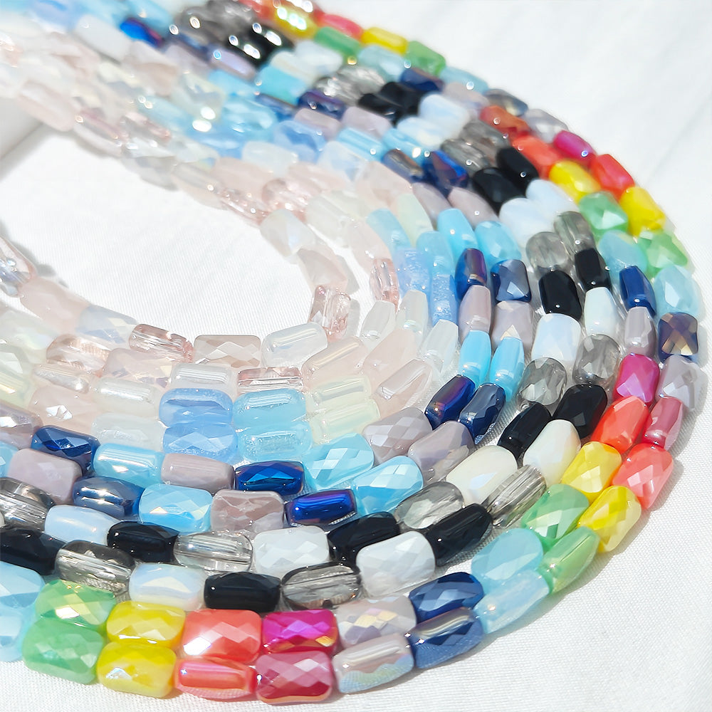 one strip Ablong Faceted Glass Beads