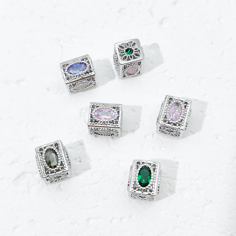 C2 Zircon Cuboid Spacer Bead DIY Jewelry Accessories
