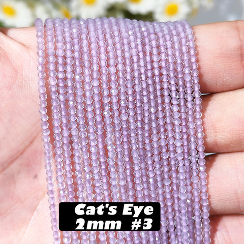 2mm Cat's Eye Faceted Beads