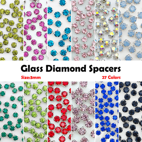 #Glass Diamond Spacers Handstring DIY Accessory Spacer Beads Jewelry Accessories