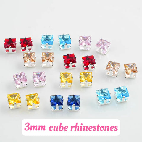 #3mm Cube Rhinstones Charms For DIY Jewelry Accessories