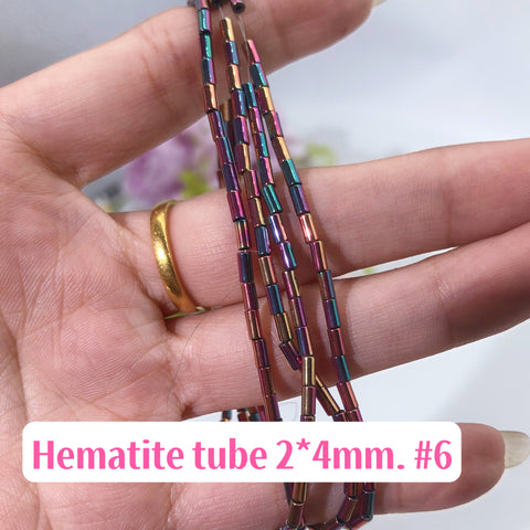 #Tubes 2*4mm Aura Hematite Tubes 2*4mm