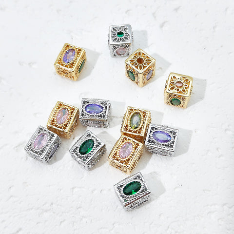 C2 Zircon Cuboid Spacer Bead DIY Jewelry Accessories