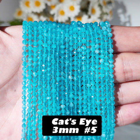 3mm Cat's Eye Faceted Beads