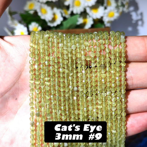 3mm Cat's Eye Faceted Beads