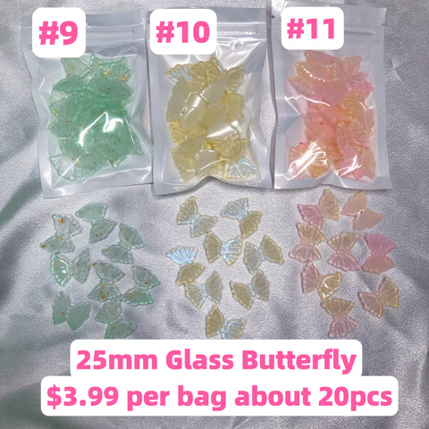 #25MM Glass Butterfly Charms For DIY Jewelry Accessories