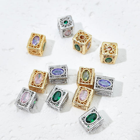 C2 Zircon Cuboid Spacer Bead DIY Jewelry Accessories