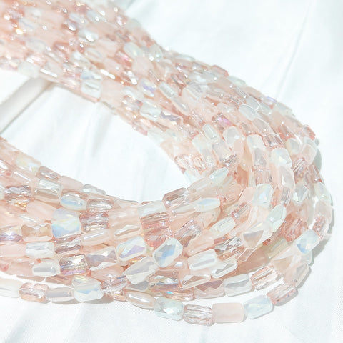 one strip Ablong Faceted Glass Beads