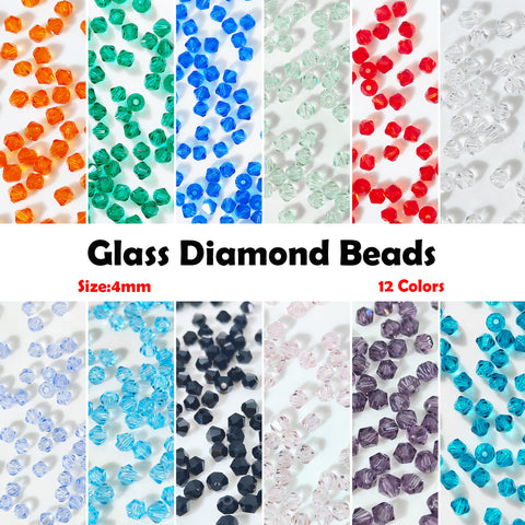 4mm Glass Diamond Beads Handstring DIY Accessory Spacer Beads Jewelry Accessories