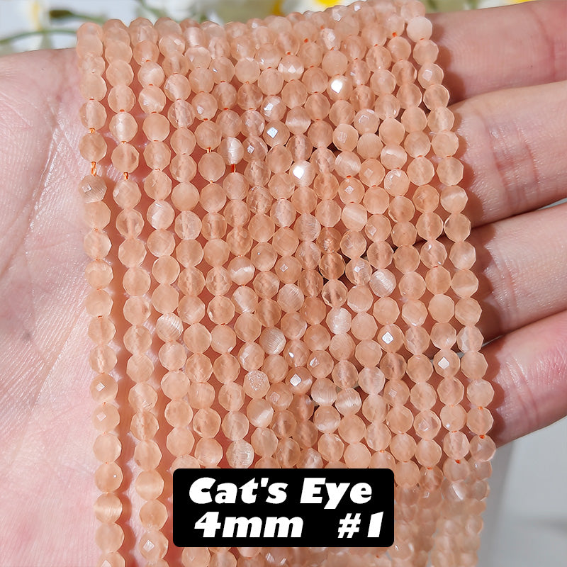 4mm Cat's Eye Faceted Beads