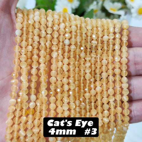 4mm Cat's Eye Faceted Beads