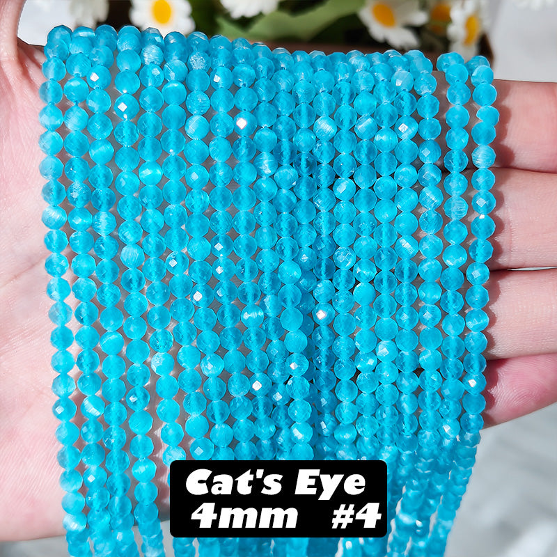 4mm Cat's Eye Faceted Beads