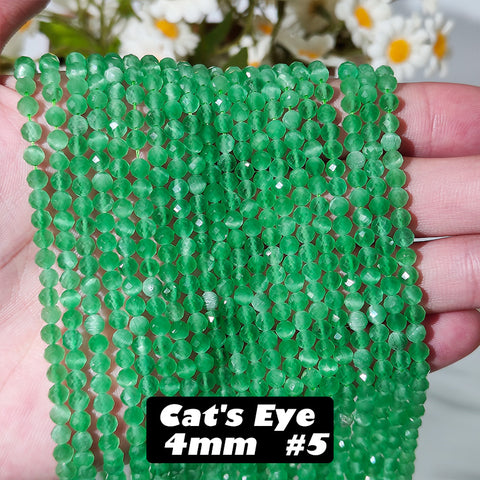 4mm Cat's Eye Faceted Beads