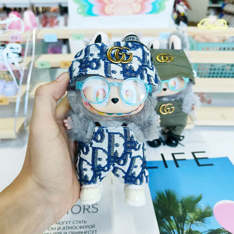 Labubu's clothes cc Printed overalls and some accessories 17cm Doll clothes