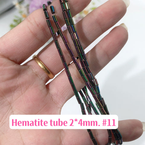 #Tubes 2*4mm Aura Hematite Tubes 2*4mm