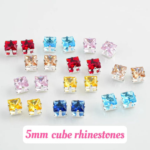 #5mm Cube Rhinstones Charms For DIY Jewelry Accessories