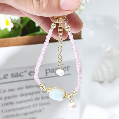 SL041 Zircon Beads Bracelet  Crystal Pearl Bracelet Bling Handmade Jewelry