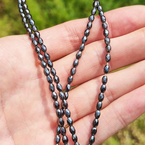H003 5*3mm Aura Hematite Beads Faceted Diamond Beads For Jewelry DIY
