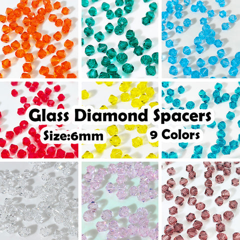6mm Glass Diamond Beads Handstring DIY Accessory Spacer Beads Jewelry Accessories