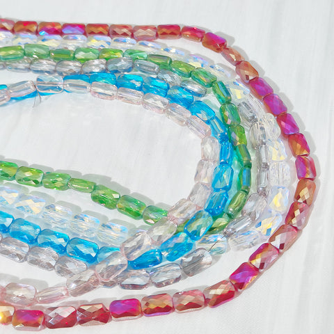 Rectangular engraved glass bead Jewelry Accessories DIY