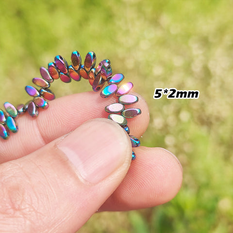 # Pig nose 5*2mm Aura Hematite Beads Rhombic Beads For Jewelry DIY