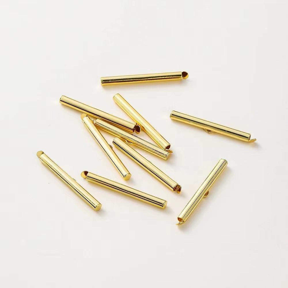 DIY Jewelry Accessories Color retention electroplating 18k real gold/platinum Sliding pipe buckle Connecting the sliding tube
