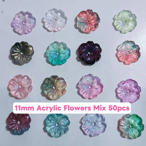 #Mix 11mm Acrylic Flowers For DIY Jewelry Accessories