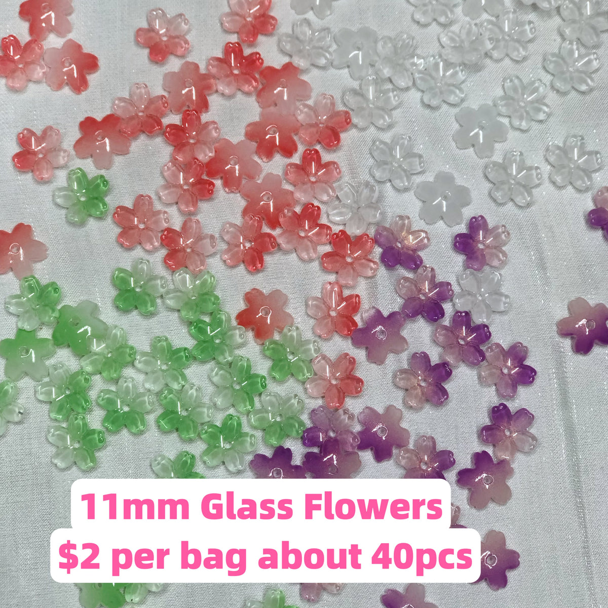 #11mm Glass Flowers Charms For DIY Jewelry Accessories