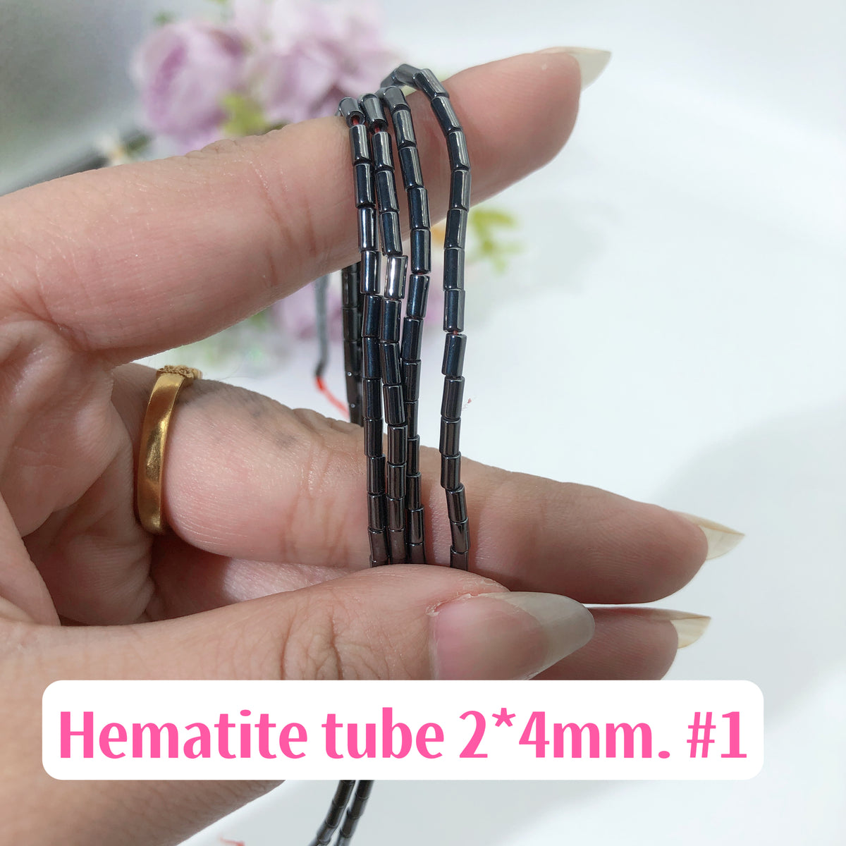 #Tubes 2*4mm Aura Hematite Tubes 2*4mm