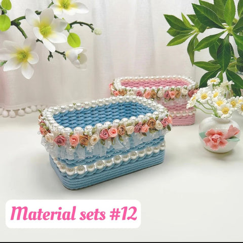 #Handmade Flower Basket Material Bag DIY Table Ornaments Storage