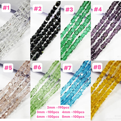 #2/3/4mm Cube Candy  Glass Beads For DIY Jewelry Accessories
