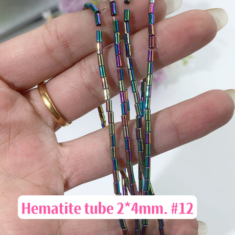 #Tubes 2*4mm Aura Hematite Tubes 2*4mm