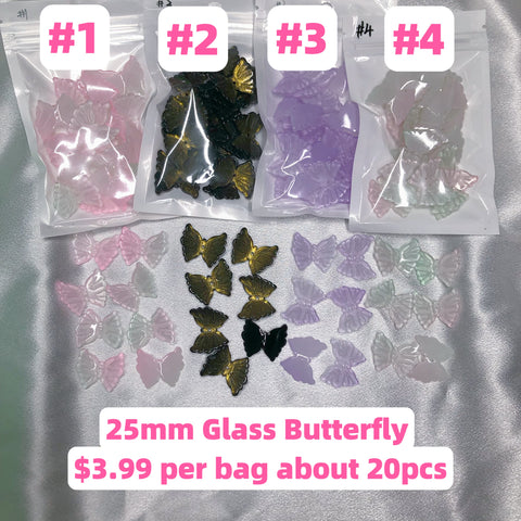 #25MM Glass Butterfly Charms For DIY Jewelry Accessories