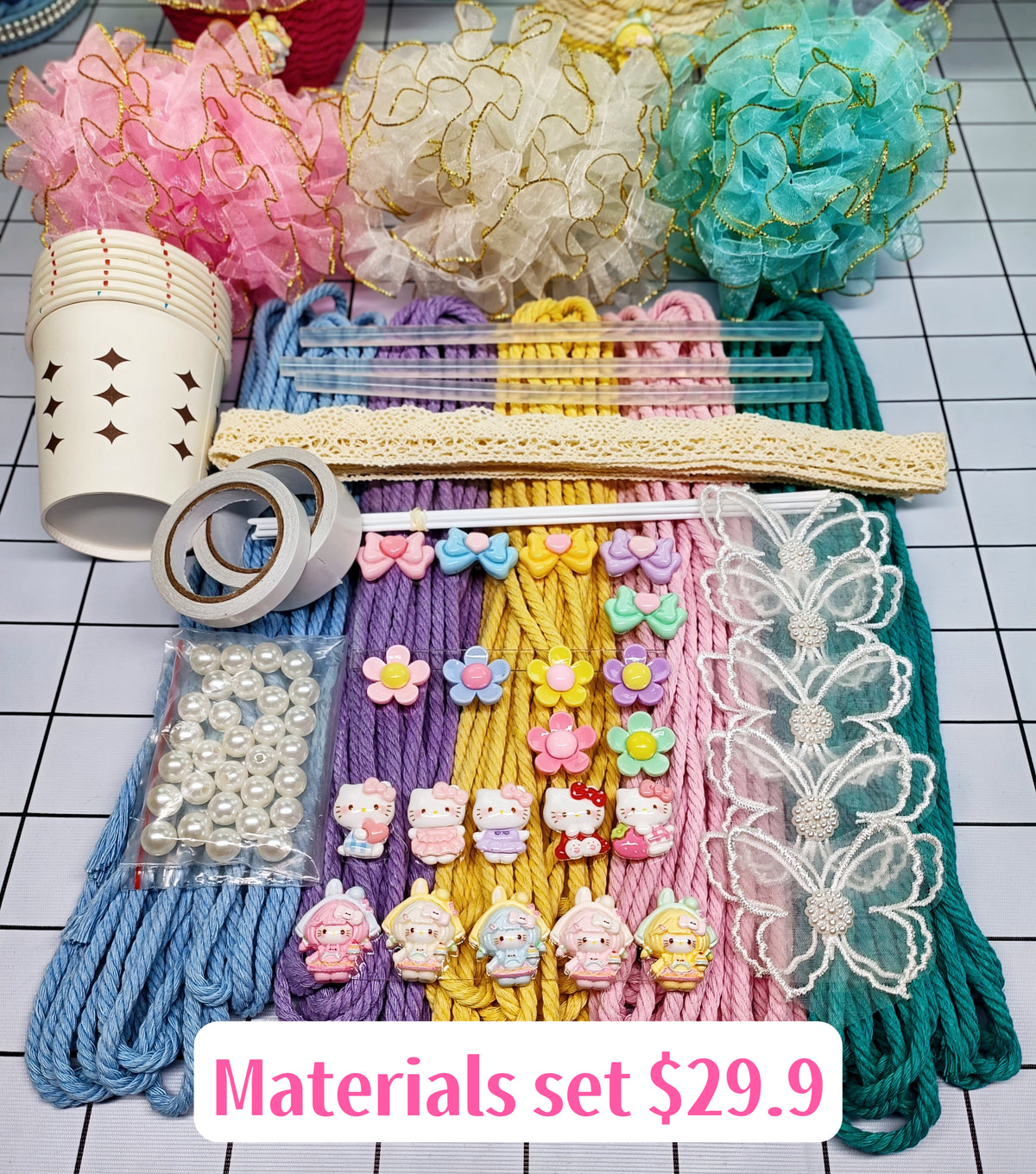 #Handmade Flower Basket Material Bag DIY Table Ornaments Storage