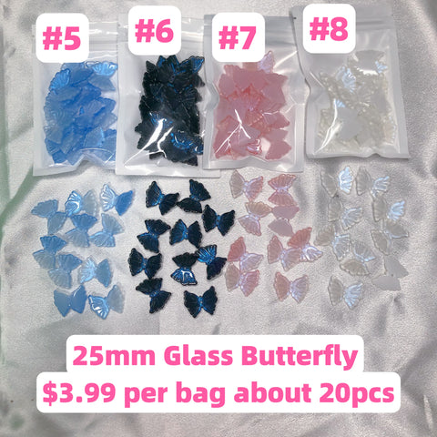 #25MM Glass Butterfly Charms For DIY Jewelry Accessories