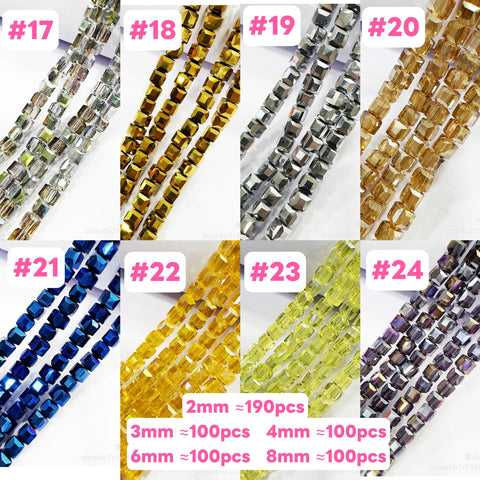 #2/3/4mm Cube Candy  Glass Beads For DIY Jewelry Accessories