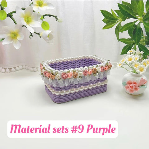 #Handmade Flower Basket Material Bag DIY Table Ornaments Storage