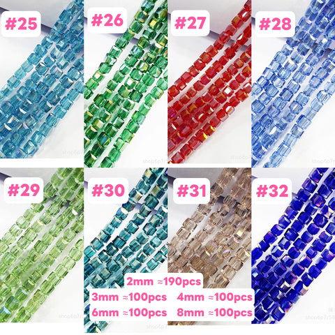 #2/3/4mm Cube Candy  Glass Beads For DIY Jewelry Accessories